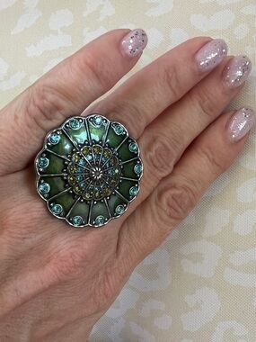 Green Floral Statement Ring - Women Jewelry